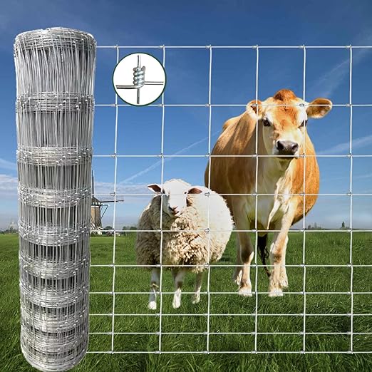 Farm Fence, 4ft x 164ft Galvanized Wire Fencing, Cattle Fence, Deer Fence, Heavy Zinc Coating Farm Fence Used to Hog Goat Fencing for Yard Garden and Field-PurrikoPets