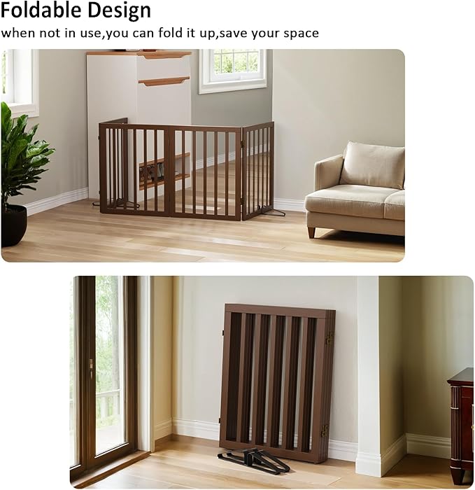 Dog Gate for Stairs,Foldable Dog Gate for Indoor Doorways House,Freestanding Pet Gates for Dogs,Doogie Puppy Fence Gate-PurrikoPets