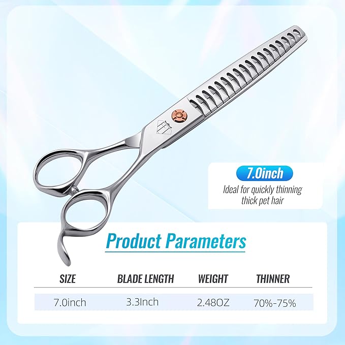 Dog Grooming Scissors: 7 inch Pet Chunker Shears Made Of Japanese 440c Advanced Stainless Steel Professional Grooming Scissors for Dogs Cats and Other Pets-PurrikoPets