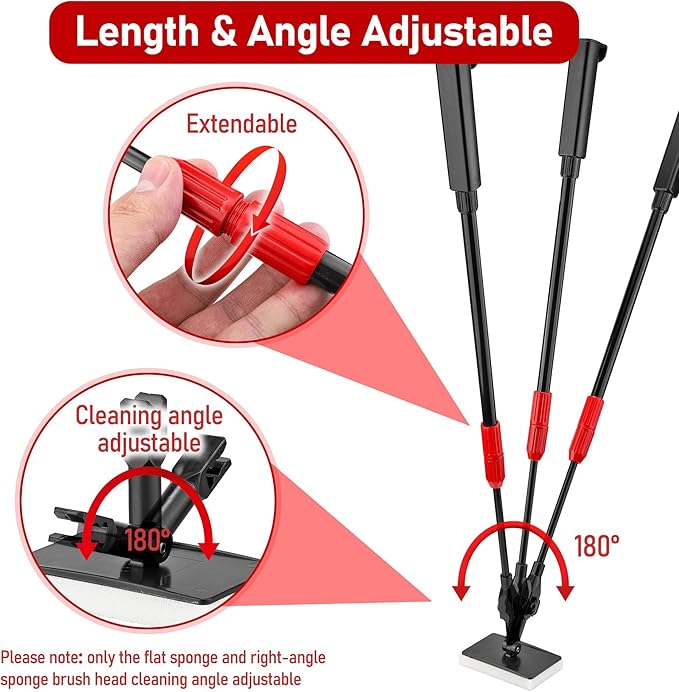 6 in 1 Aquarium Cleaning Tool Kit Fish Tank Algae Scraper, Sponge Pad, Fish Net, Gravel Rake and Cleaning Brush with Telescopic Long Handle-PurrikoPets