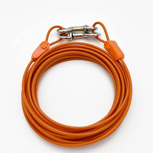 30FT Tie-Out Cables for Dogs - Strong, Safe, and Durable Dog Tie-Outs for Small Dogs up to 90 Pounds - Weather and Wear Resistant Galvanized Aircraft Cable for Outside Use-PurrikoPets