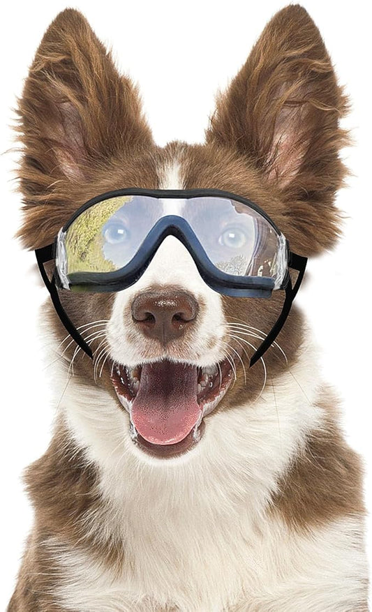 Dog Goggles Anti-UV Windproof Dog Sunglasses Eye Protection for Medium Large Dogs with Adjustable Straps/Clear Lense-PurrikoPets