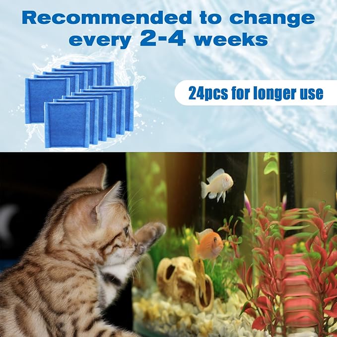 24 Pack Aquarium Filter Cartridges for Aqua-Tech 30-60/20-40 Gallon Fish Tank Power Filter Replacement EZ-Change #3-PurrikoPets