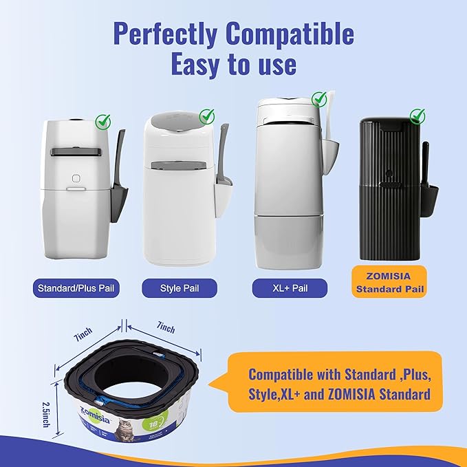 2 Pack Cat Litter Refill Bags, Non-See-Through Jumbo 60FT Cartridge Refill Total Up to 36 Weeks (Over 8 Months) Per Cat for Odor Control, Compatible with Genie Standard, Plus, Style-PurrikoPets