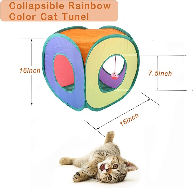 42pcs Interactive Cat Toys Kit - Multi-Activity Kitten Toy Set with Collapsible Tunnel, Feather Wand & Bell, Cat Balls Toys - Indoor Play Enrichment Supplies for Adult Cats & Kittens-PurrikoPets