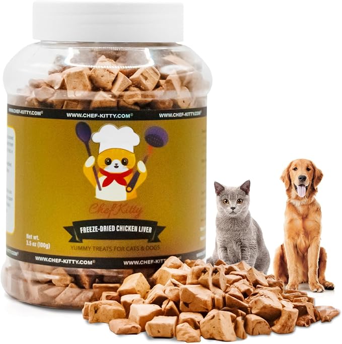 Freeze-Dried Chicken Liver Treats for Cats & Dogs – 100% Human Grade, Single Ingredient, High-Protein, Healthy Snack – No Additives or Preservatives – 3.1oz - Inspected & Tested in USA-PurrikoPets