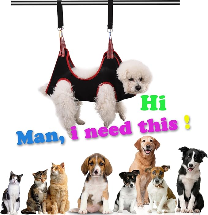 Dog Grooming Hammock Harness,Breathable Pet Cat Hammock Restraint Bag,Dog Grooming Sling Helper for Trimming Nail and Ear/Eye Care(S Size,8.5")-PurrikoPets