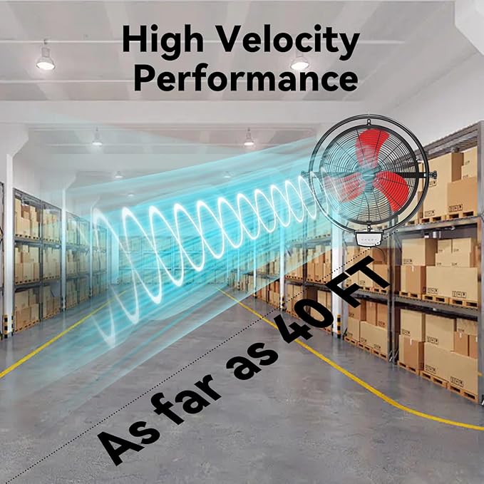 20 Inch Wall Metal Fan Pro Series Remote Control, High Velocity Wall Mount Fans for Commercial, Residential, Warehouse, Covered Patio, Shop, Garage, Barn 3 Speed 5200 CFM UL Safety Listed-PurrikoPets