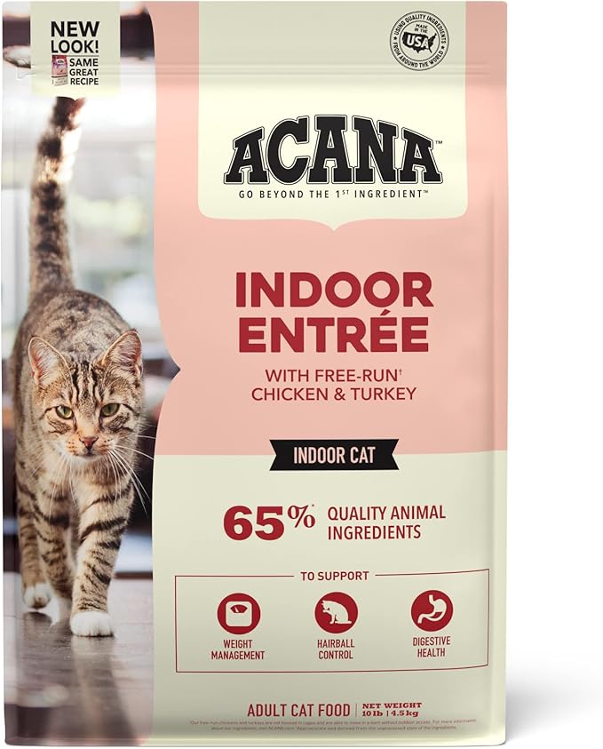 ACANA Dry Cat Food for Indoor Cats Indoor Entrée Chicken Turkey Whole Herring and Rabbit 10lb Bag-PurrikoPets