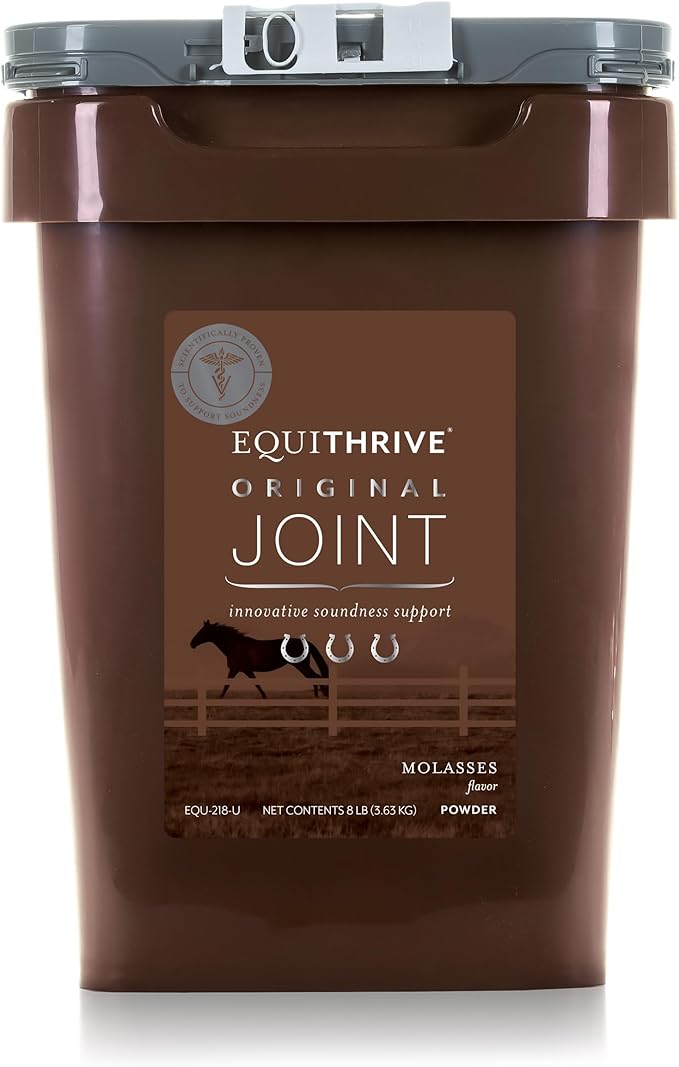 Equithrive Original Joint Supplement Powder with Resveratrol and Hyaluronic Acid for Horses, Equine Care, Molasses Flavor, 8 lbs-PurrikoPets