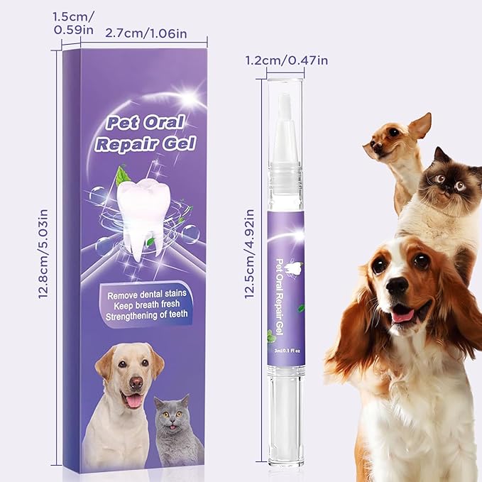 6Pcs Pet Oral Repair Gel, Dog Oral Repair Gel, Pet Breath Freshener for Cats and Dogs, Removes Tartar, Keeps Breath Fresh, Strengthens Teeth,No Brushing Oral Care Cleaner,3ML-PurrikoPets
