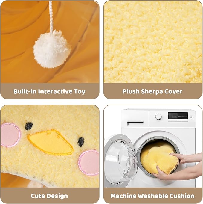 EHEYCIGA Cat Tunnel Bed for Indoor Cats, Cute Cat Donut Toy Tunnel for Small Large Cats with Washable Circle Cushion, Peekaboo Pet Cave Play Tunnel for Kitten, Puppy, Rabbit-PurrikoPets