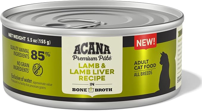 ACANA PREMIUM PATE Wet Cat Food, Lamb & Lamb Liver Recipe in Beef Bone Broth, 5.5oz (Case of 12)-PurrikoPets