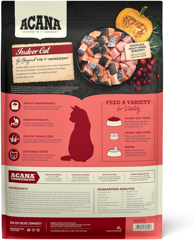 ACANA Highest Protein Dry Cat Food Indoor Cat Food Recipe 10lb Bag-PurrikoPets
