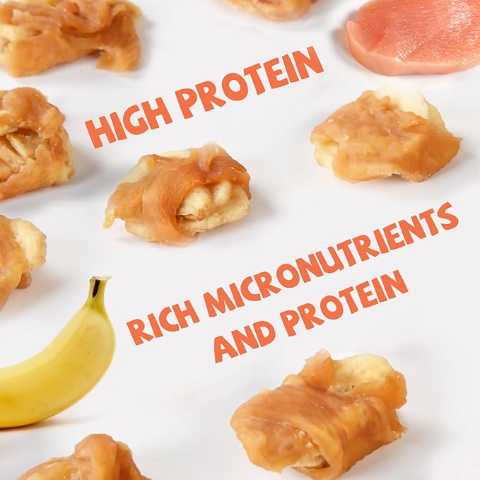 Dog Treats Chicken Wrapped Banana Slices with 1% Taurine, Healthy Training Snacks Rich in Natural Fiber, Rawhide-Free Grain-Free Soft Chews for Small Medium Dogs, 10.6oz-PurrikoPets