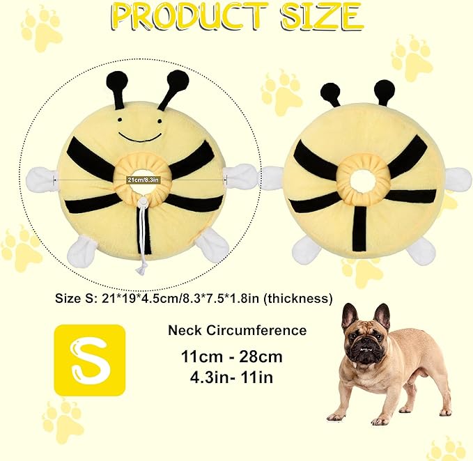 Adjustable cat Cone Collar Soft to Stop Licking After Surgery for Kitten, Alternative to Cone of Shame cat, Donut Cone for Cats, pet Elizabethan Collar (Bee, Small)-PurrikoPets