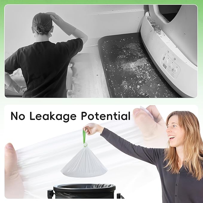 120 Pack Cat Litter Box Liners for Meo Want SC01, MW-SC02, MW-LR01,1.5 Mil Thick Drawstring Heavy Duty Leak-proof Disposable Smart Self-Cleaning Litter Box Robot Waste Drawer Trash Bags 18" x 12.6"-PurrikoPets