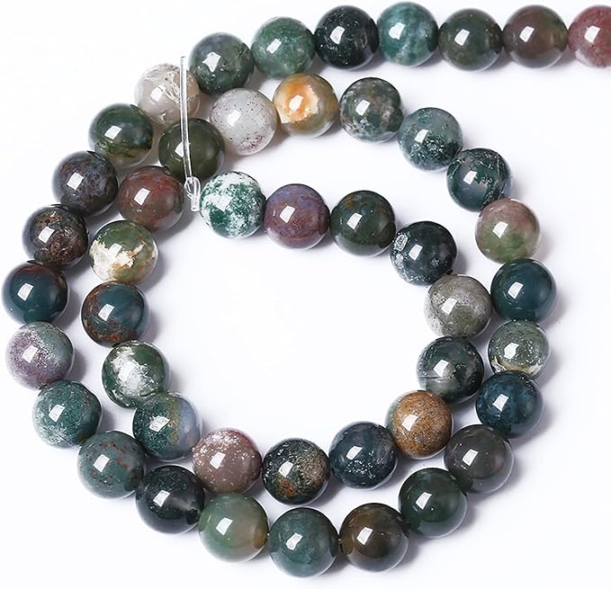 60-65pcs 6mm Natural Indian Agate Gemstone Beads Smooth Round Loose Spacer Beads for Jewelry Making DIY Bracelet Necklace 15" Strand
