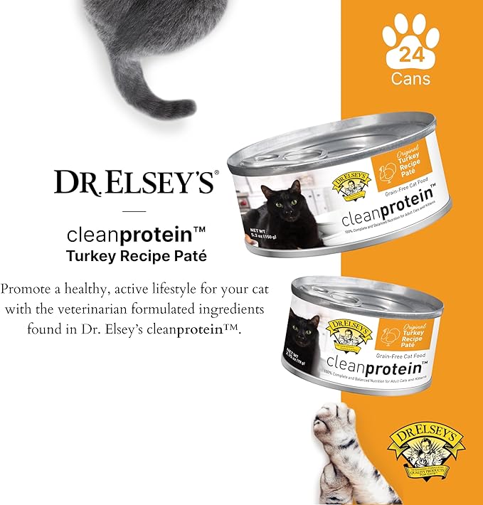 Dr. Elsey's cleanprotein Original Turkey Recipe Wet Cat Food, (Pack of 24), 2.75oz Cans-PurrikoPets