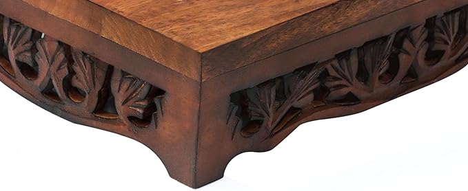Elevated Pet Feeder for Dogs and Cats - Scroll Carved Wood Raised Dog Bowl Stand - Pet Feeding Stand with Two Steel Bowls - Raised Dog Bowl for Food and Water - Pet Feeding Station -17x11x4- IRONGATE-PurrikoPets