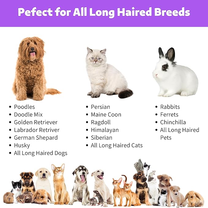 2 in 1 Undercoat Rake for Dogs and Cats, Professional Grooming Brush Dematting & Shedding Comb to Remove Loose Hair, Matted Fur Efficiently, Perfect for Poodle, Doodle & All Long Haired Pets-PurrikoPets