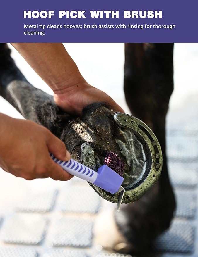 9PCS Horse Grooming Kit Curry Comb Sweat Scraper Horse Bathing Supplies Grooming Tools with Storage Bag Sugar Taro-PurrikoPets