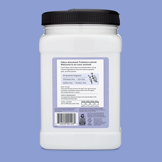 Fresh Wave Lavender Odor Removing Gel Refill, 63 oz. - Safer Odor Absorbers for Home, Natural Plant-Based Odor Eliminator, Every 15 oz. lasts 30-60 Days, For Cooking, Trash & Pets-PurrikoPets