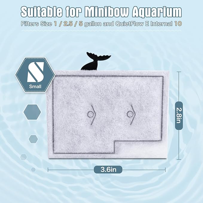 12 Packs Small Filters Cartridges Compatible with Aqueon Small Filter Carbon Filter Cartridge Compatible with Aqueon QuietFlow E Internal Power Filter 10 and 1/2.5/5 Gallon Minibow Aquarium Filters-PurrikoPets