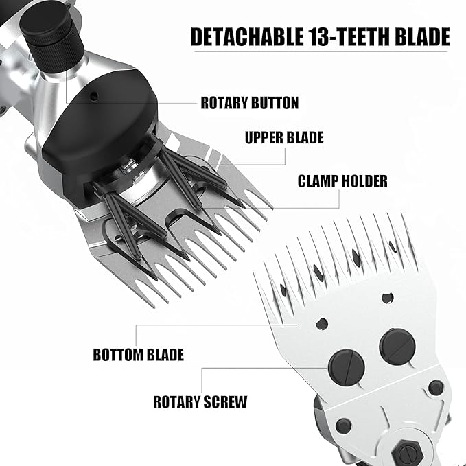 550W Professional Electric Sheep Clipper, 6 Speeds Heavy Duty Dog Shears for Thick Fur-PurrikoPets