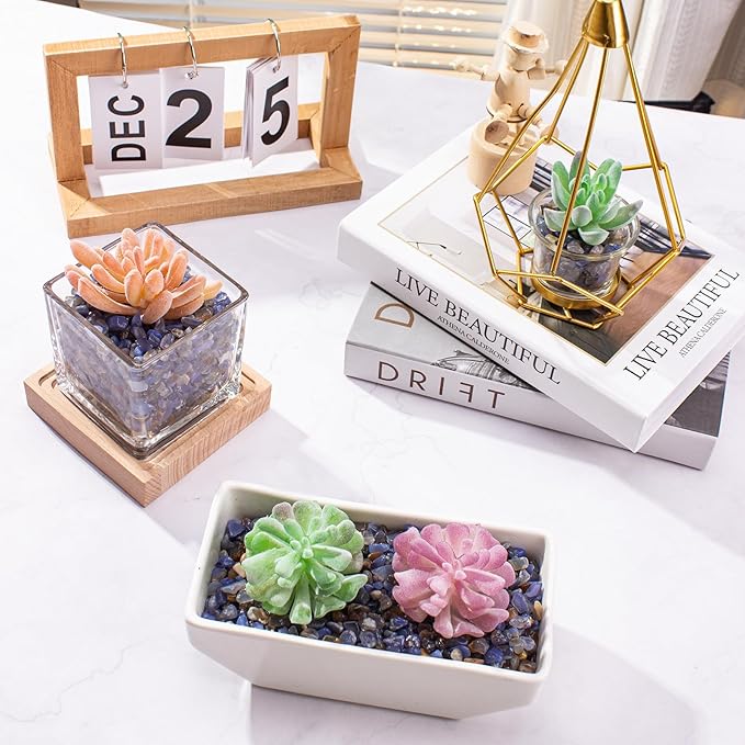 3 Lb Blue Agate Polished Tumbled Stones Chips, Aquarium Gravel Rocks Natural Decorative Pebbles Marbles for Aquarium, Vase Fillers, Succulent Plants Decor-PurrikoPets