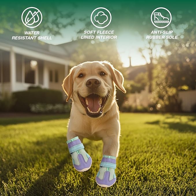 Dog Shoes for Large Dogs, Anti-Slip Dog Boots for Winter Snow, Hot Pavement, Dog Booties & Paw Protectors Blue Size 6-PurrikoPets