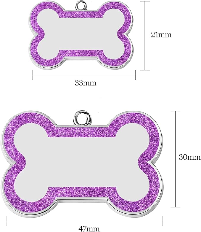Dog Tags Personalized for Pets Dog Name Tags Personalized Dog Tag Engraved with Any Name & Text Custom Dog ID Tags Glitter Bone ID Tag for Puppy Cat (Blue L, Bone)-PurrikoPets