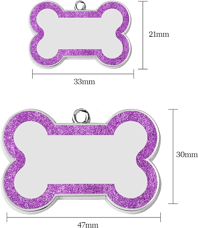 Dog Tags Personalized for Pets Dog Name Tags Personalized Dog Tag Engraved with Any Name & Text Custom Dog ID Tags Glitter Bone ID Tag for Puppy Cat (Pink S, Bone)-PurrikoPets