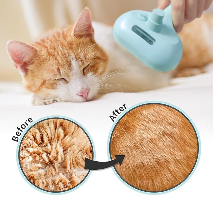 3-in-1 Self-Cleaning Pet Brush for Shedding - Removes Static and Loose Hair from Dogs and Cats (Blue)-PurrikoPets