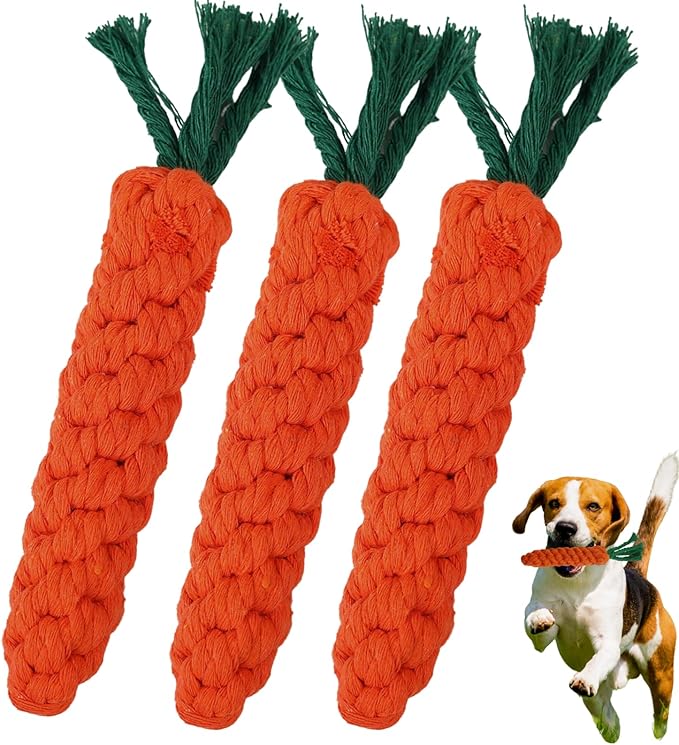 3PCS Orange Woven Pet Chew Set, Puppy Teething Chews, Dog Chew Treats, Cat Teething Playset, Safe Braided Chews for Pets, Durable & Interactive-PurrikoPets