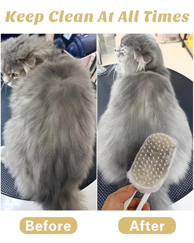 6 in 1 Cat Steam Brush for Shedding, Portable Anti-Static Grooming Comb for Cats & Dogs, Steam Misting Water Brush, Self-Cleaning Pet Hair Remover, Indoor Cat Spray Brushes for Cats & Dogs-PurrikoPets