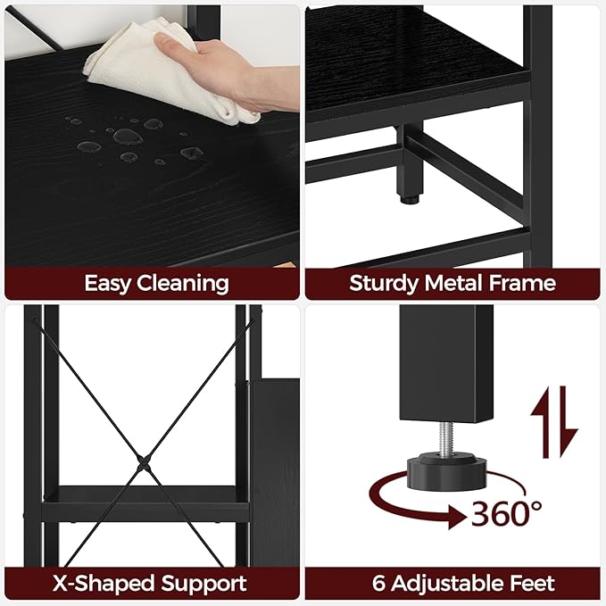 20-37 Gallon Fish Tank Stand, Aquarium Stand with Power Outlet and Storage Cabinet, Heavy Duty Tank Stand Suitable for Turtle Tank, Reptile Terrarium, for Home Office, Black FTHB40E01-PurrikoPets