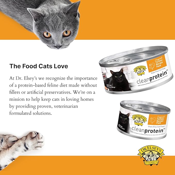 Dr. Elsey's cleanprotein Original Turkey Recipe Wet Cat Food, (Pack of 24), 2.75oz Cans-PurrikoPets