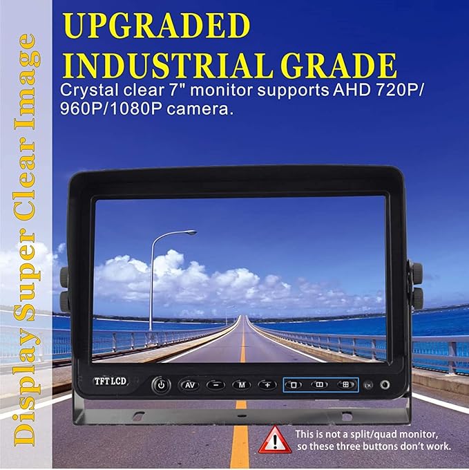 AHD 1080P 7" Reverse Rear View Backup Dual Camera System, Two Cameras with Night Vision Waterproof IP69K Vibration-Proof 10G for Truck/Trailer/RV/Bulldozer/Crop Sprayer/Agricultural Equipment-PurrikoPets