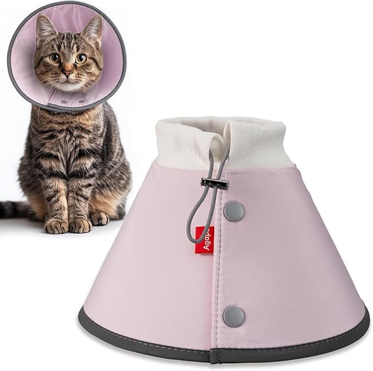 Agape Soft Cone for Cats & Small Dogs, Comfy Pet Cone to Stop Licking, Adjustable Cat E Collar Alternative After Surgery, Protective Elizabethan Collar for Pup & Kitty, Water Repellent Recovery Cone-PurrikoPets
