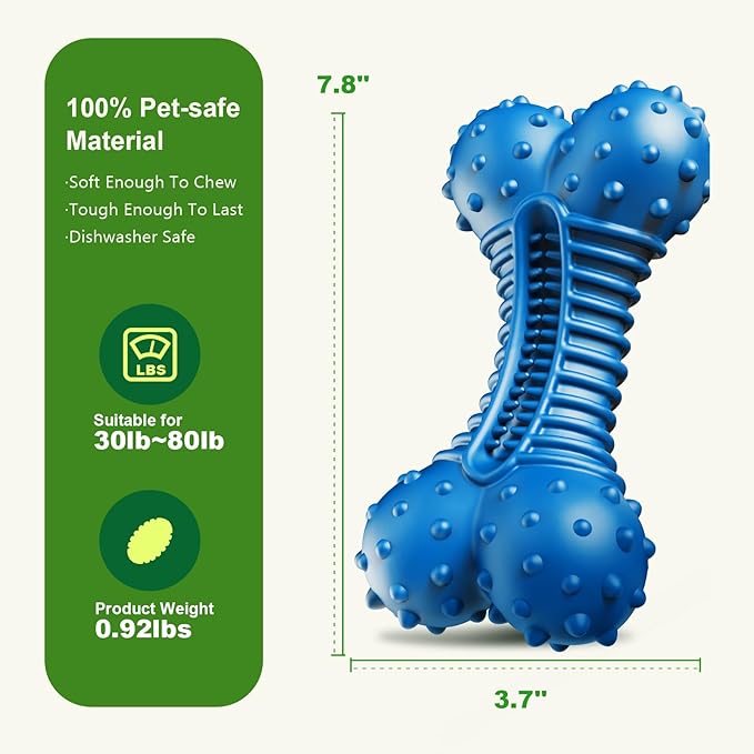 Dog Toys for Aggressive Chewers, Indestructible Chew Toys for Medium Large Dogs,Durable Rubber Dog Bones with Beef Flavor, Tough Dental Toy for Boredom Relief-PurrikoPets