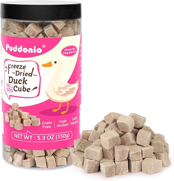 Freeze Dried Cats & Dogs Raw Treats, All Natural Single Ingredient Duck Breast, High Protein Healthy Pet Training Treats or Food Topper, 5.3 oz-PurrikoPets
