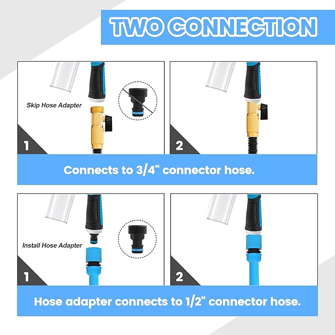 Dog Washing Hose Attachment, 10-in-1 Soap Sprayer Moden Garden Hose Nozzle with 100cc Soap Dispenser, Dog Wash Supplies with Dog Bath Brush & Pet Comb, Foam Gun Car Wash Sprayer (Blue)-PurrikoPets