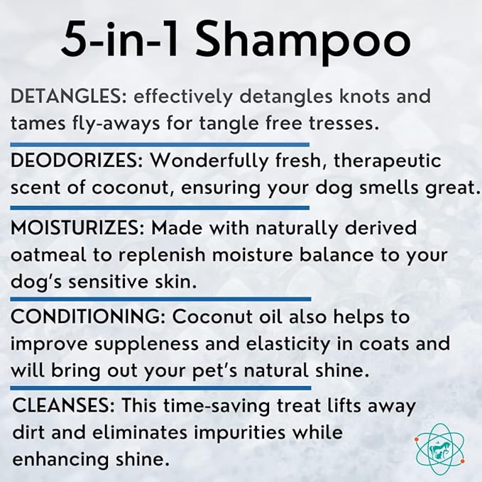 8 floz 5 in 1 Dog Shampoo for Itchy Skin - Sensitive Skin Dog Shampoo for Smelly Dogs - Dog Shampoos & Conditioners - Made in The USA-PurrikoPets