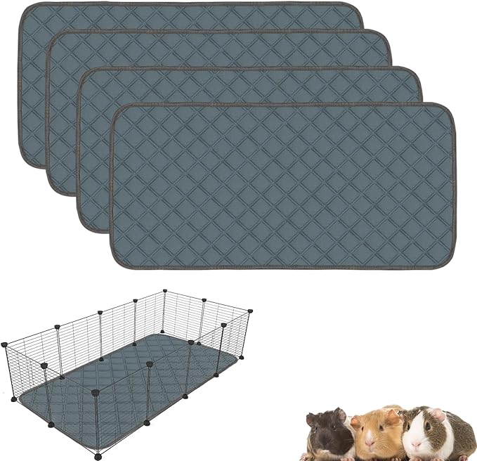 4 Pack Guinea Pig Cage Liners Washable Guinea Pig Bedding Super Absorbent | Waterproof | Non Slip| Reusable Guinea Pig Pee Pads for Small Animals Cages Rabbit Hamster Rat - 48" x 24"-PurrikoPets