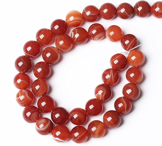 90PCS 4mm Natural Red Striped Agate Beads Round Loose Gemstone Beads for Jewelry Making DIY Bracelet Necklace 15 Inch,Energy Stone Healing Power (Red Striped Agate Beads, 4mm)