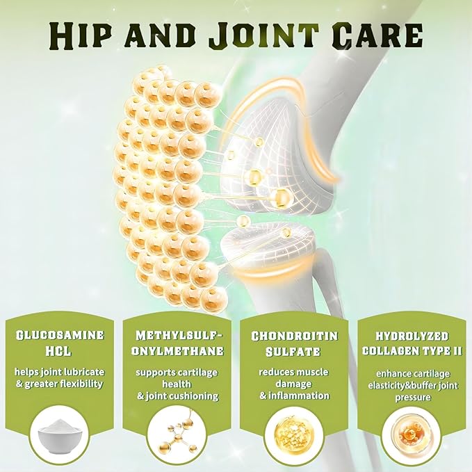 Glucosamine for Dogs, Hip and Joint Supplement for Dogs with Chicken Flavor, Anti Inflammatory, Dog's Chondroitin, Digestive Enzymes, Omega-3, Vitamin D, MSM, Calcium, Turmeric, 120 Freeze-Dried Chews-PurrikoPets