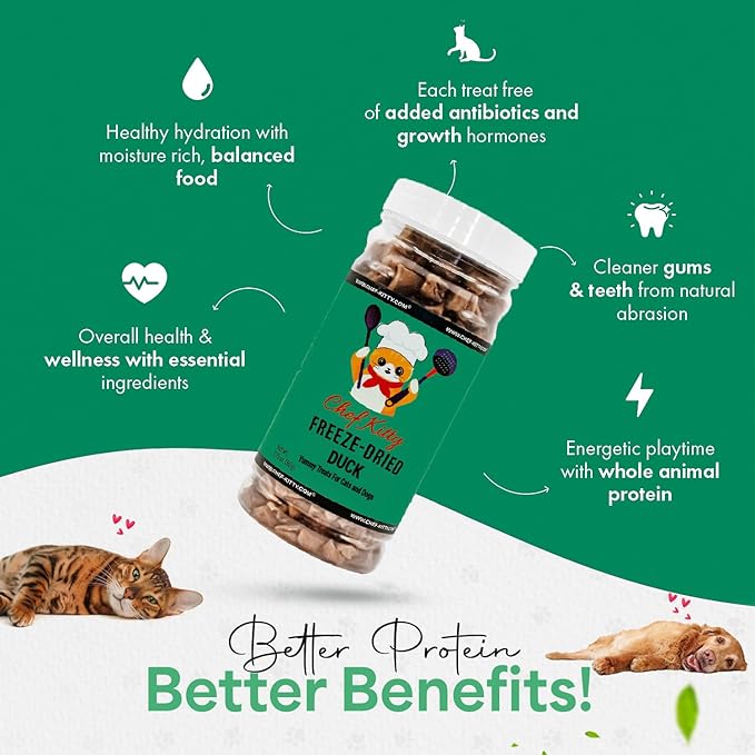 Freeze-Dried Duck Treats for Cats & Dogs – 100% Human Grade, Single Ingredient, High-Protein, Healthy Snack – No Additives or Preservatives – 1.5oz - Inspected & Tested in USA-PurrikoPets