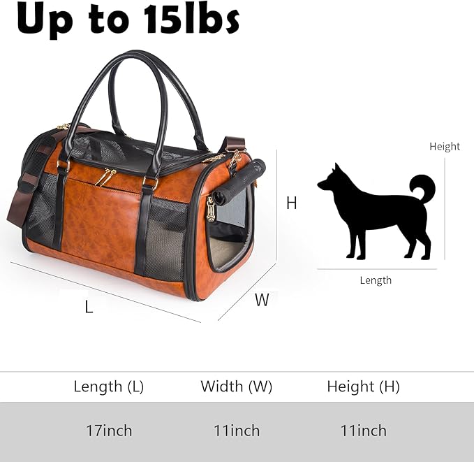 Dog Soft-Sided Carriers Pet Carrier for Small Dogs Cats, Fashion PU Leather Small Dog Carrier Pet Purse, Airline Approved Travel Pet Carrier for Puppy Kitten Small Animals-PurrikoPets