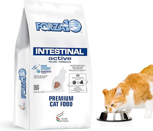 Forza10 Active Intestinal Support Diet Dry Cat Food for Adult Cats, Cat Food Dry for Upset Stomach, Diarrhea and Intestinal Disorders, Wild Caught Anchovy Flavor, 4 Pound Bag-PurrikoPets